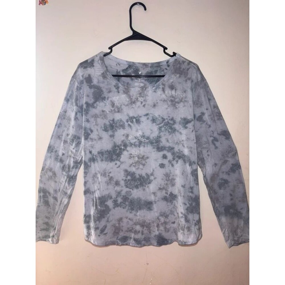 American Eagle Soft and Sexy Distressed Gray Tie Dye Long Sleeve Crewneck Tee L